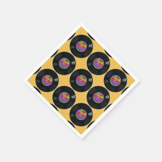 Retro Rock en Roll Vinyl Pattern Napkins Servet (Hoek)