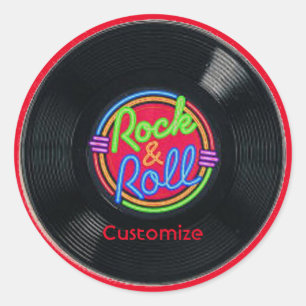 Retro Rock en Roll Vinyl Ronde Sticker