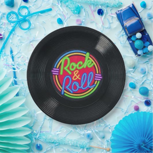 Retro Rock- en Rollpapier, Borden Papieren Bordje (Feest)