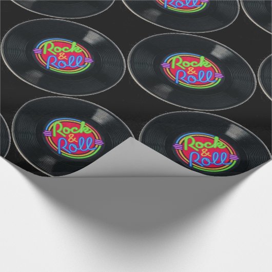 Retro Rock- en Rollvinylwrapppapier Cadeaupapier (Hoek)