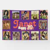 Retro Rock Fotosjabloon 70e Verjaardag Spandoek (Horizontaal)