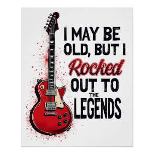 Retro Rock Gitaar Klassieke Muziek Nostalgie Desig Perfect Poster