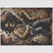 Retro Rock Gitarist Psychedelische Kunst Tissuepapier (Voorkant)