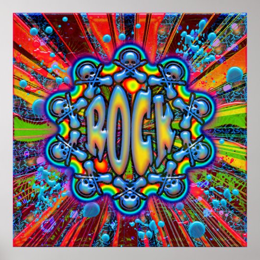 RETRO ROCK GUITARS AND SKULLS POSTER (Voorkant)