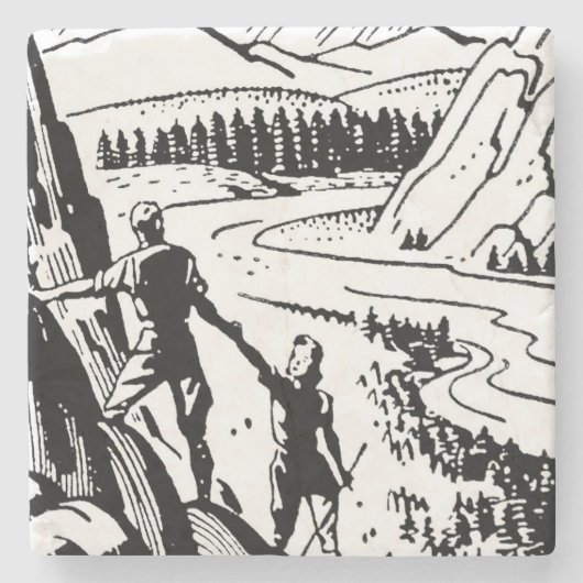 Retro Rock-klimmen Stenen Onderzetter (Voorkant)