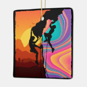 Retro Rock klimmen tegen Bouldering Wall climber C Keramisch Ornament (Links)