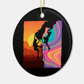 Retro Rock-klimmer, Bouldering, klimmer Keramisch Ornament (Links)