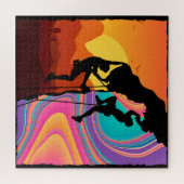 Retro Rock-klimmer, Bouldering, klimmer Legpuzzel (Horizontaal)