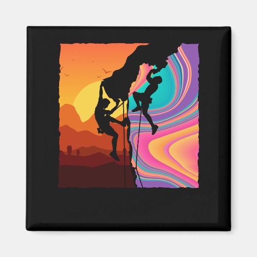 Retro Rock-klimmer, Bouldering, klimmer Magneet (Voorkant)