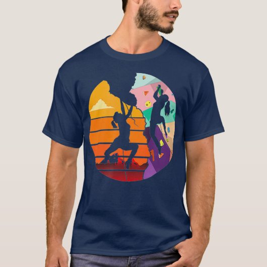 Retro Rock-klimmer, Bouldering, klimmer T-shirt (Voorkant)