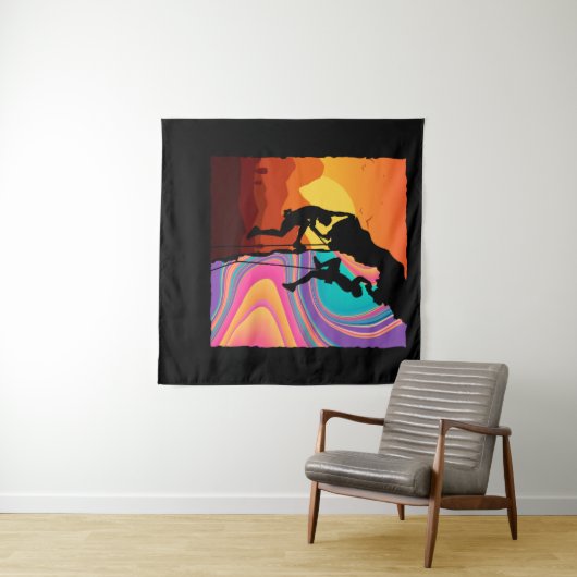 Retro Rock-klimmer, Bouldering, klimmer Wandkleed (In Situ (horizontaal))