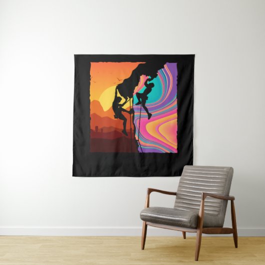 Retro Rock-klimmer, Bouldering, klimmer Wandkleed (In situ)