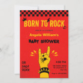 Retro rock muziek rood geel baby shower kaart (Voorkant)