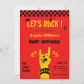 Retro rock muziek rood geel verjaardag kaart (Voorkant)