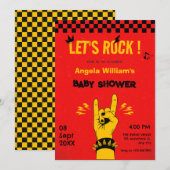 Retro rock muziek rood geel verjaardag kaart (Voorkant / Achterkant)