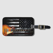 Retro Rock N Roll American Flag Guitar Bagagelabel (Voorkant (horizontaal))
