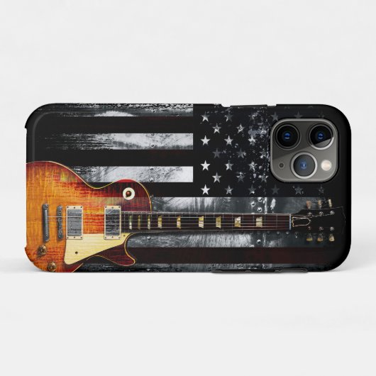 Retro Rock N Roll American Flag Guitar Case-Mate iPhone Case (Achterkant (horizontaal))