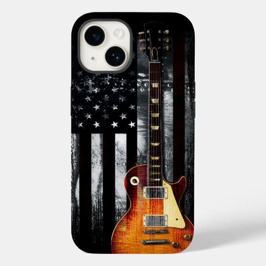 Retro Rock N Roll American Flag Guitar Case-Mate iPhone Case (Achterkant)