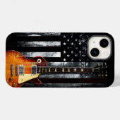 Retro Rock N Roll American Flag Guitar Case-Mate iPhone Case (Achterkant (horizontaal))