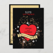 Retro Rock-'n-Roll Muziek Thema Trouwen Aankondigingskaart (Voorkant / Achterkant)