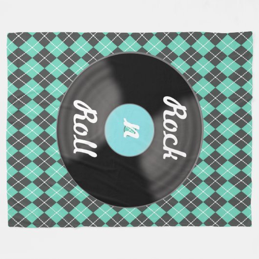Retro Rock n Roll Record Fleece Blanket Gift (Voorkant (Horizontaal))