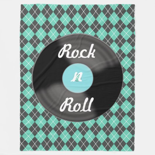 Retro Rock n Roll Record Fleece Deken Cadeau (Voorkant)