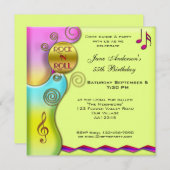 Retro Rock 'n Roll uitnodiging voor verjaardagsfee (Voorkant / Achterkant)