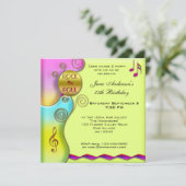 Retro Rock 'n Roll uitnodiging voor verjaardagsfee (Staand voorkant)