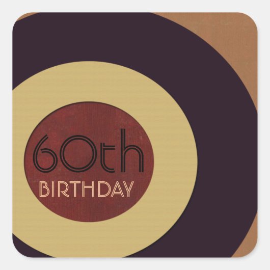 Retro rock n' roll verjaardag vierkante sticker (Voorkant)