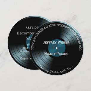 Retro Rock n Roll Vinyl Record Wedding Invitation Kaart