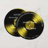 Retro Rock n Roll Vinyl Record Wedding Invitation Kaart (Voorkant / Achterkant)