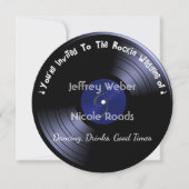 Retro Rock n Roll Vinyl Record Wedding Invitation Kaart (Voorkant)