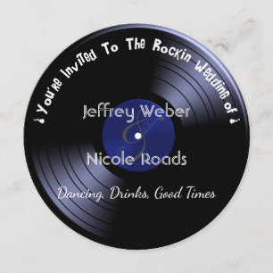 Retro Rock n Roll Vinyl Record Wedding Invitation Kaart
