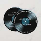 Retro Rock n Roll Vinyl Record Wedding Invitation Kaart (Voorkant / Achterkant)