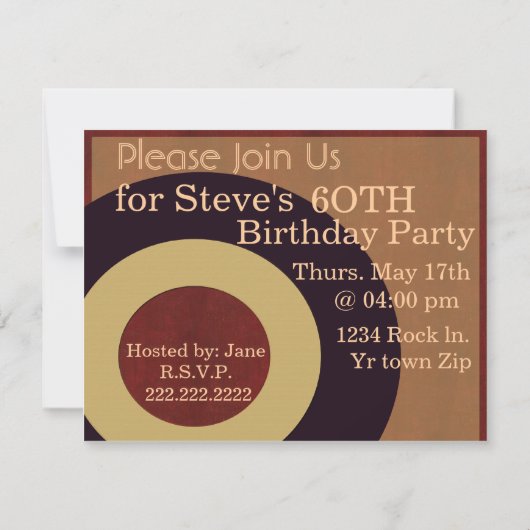 Retro Rock n'roll party Kaart (Achterkant)