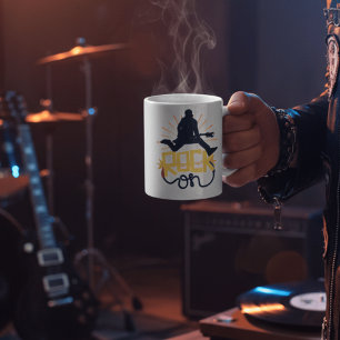 Retro Rock On Muzikant Silhouet Inspirerend Koffiemok