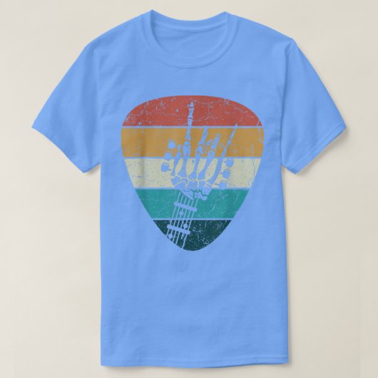 Retro Rock & Roll Skeleton Hand Guitar Electric Mu T-shirt (Design voorkant)