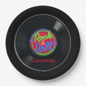 Retro Rock & Roll Vinyl Papier Borden 2 Papieren Bordje (Voorkant)