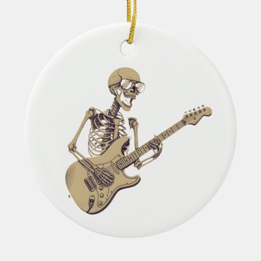 Retro Rock Skeleton Guitar Graphic Keramisch Ornament (Voorkant)