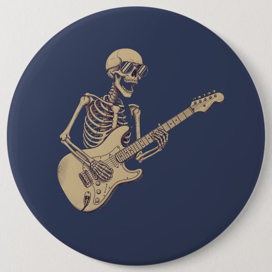 Retro Rock Skeleton Guitar Graphic Ronde Button 6,0 Cm (Voorkant)