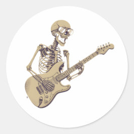 Retro Rock Skeleton Guitar Graphic Ronde Sticker