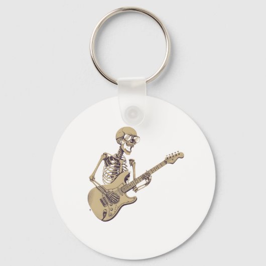 Retro Rock Skeleton Guitar Graphic Sleutelhanger (Voorkant)