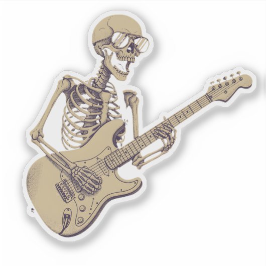 Retro Rock Skeleton Guitar Graphic Sticker (Voorkant)