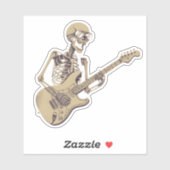 Retro Rock Skeleton Guitar Graphic Sticker (Vel)