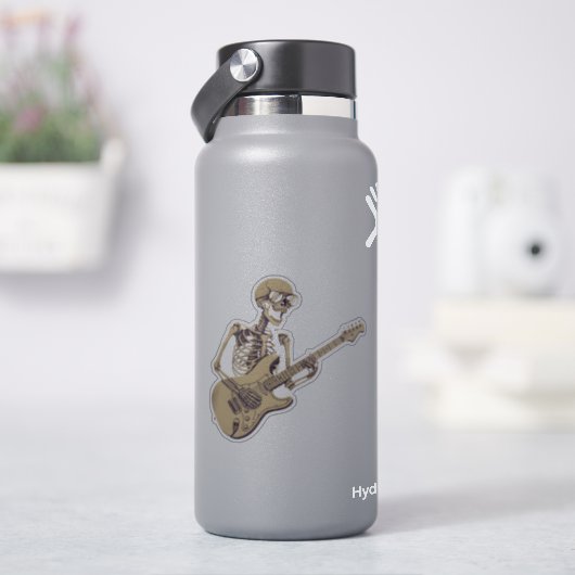 Retro Rock Skeleton Guitar Graphic Sticker (HydroFlask)