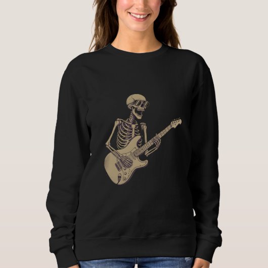 Retro Rock Skeleton Guitar Graphic Trui (Voorkant)