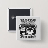Retro Rock. Vierkante Button 5,1 Cm (Voorkant /achterkant)