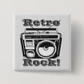 Retro Rock. Vierkante Button 5,1 Cm (Voorkant)