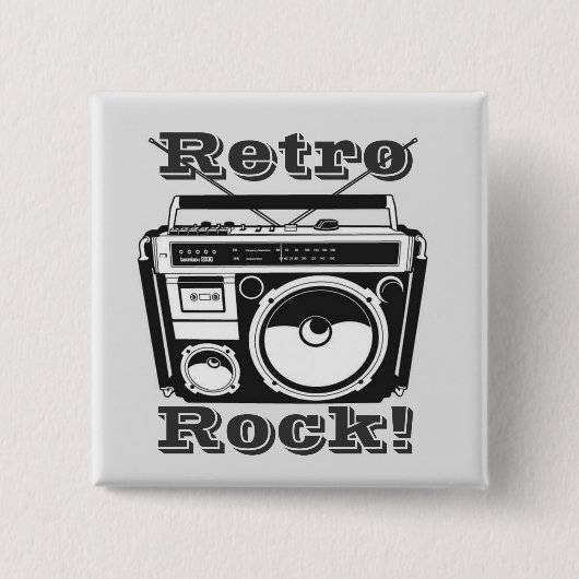 Retro Rock. Vierkante Button 5,1 Cm (Voorkant)