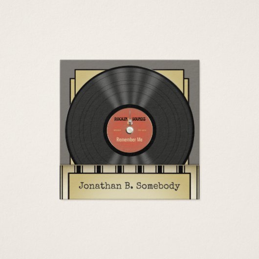 Retro Rock Vinyl Record Vierkante Visitekaartjes (Voorkant)